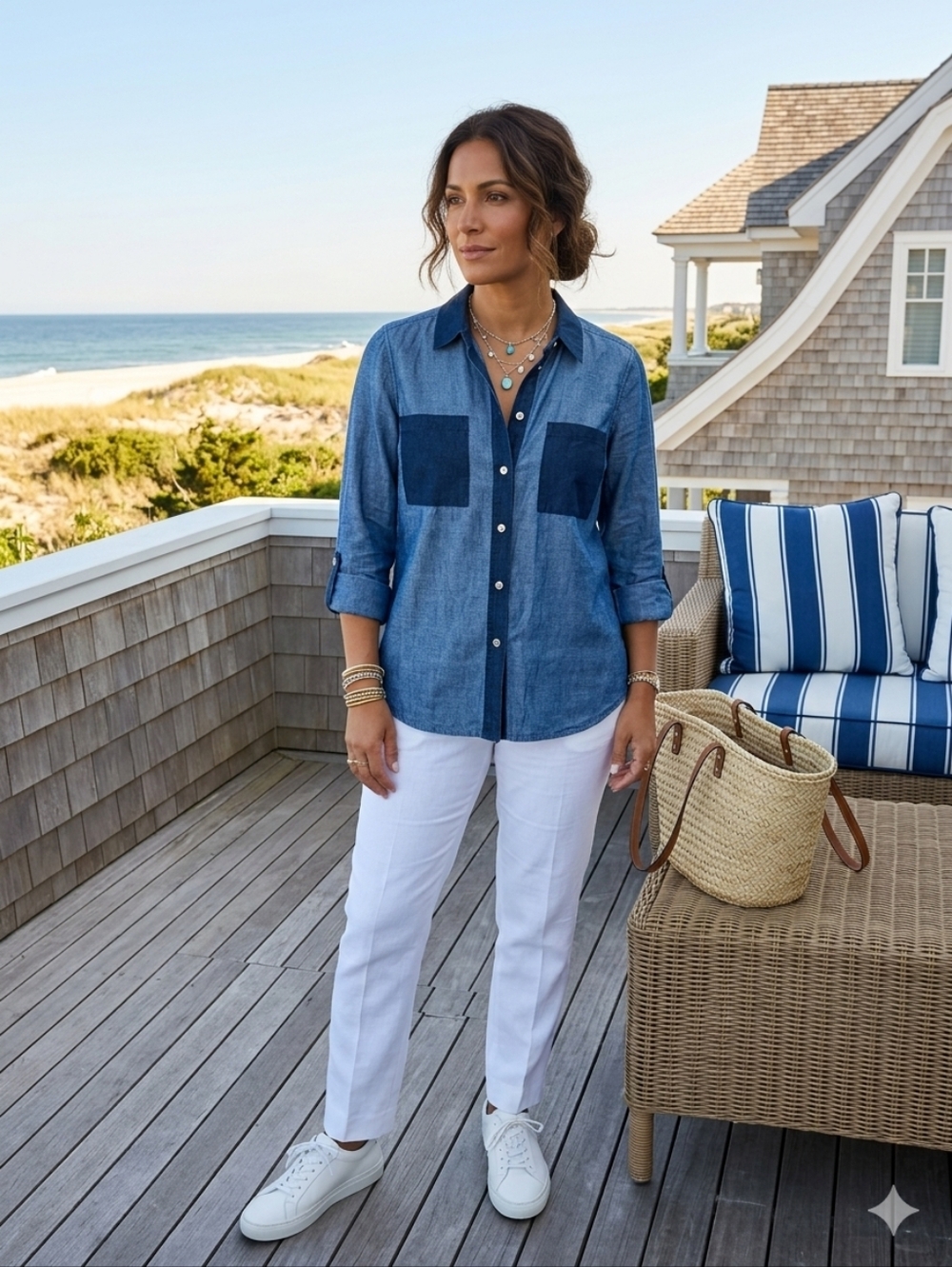 MICHAEL KORS Superbe Chemisier - Mélange De Lin - Style Hampton Chic